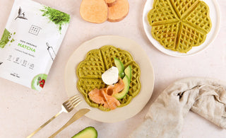 Savoury matcha waffles