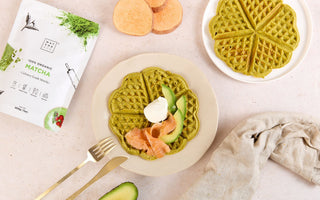 Savoury matcha waffles